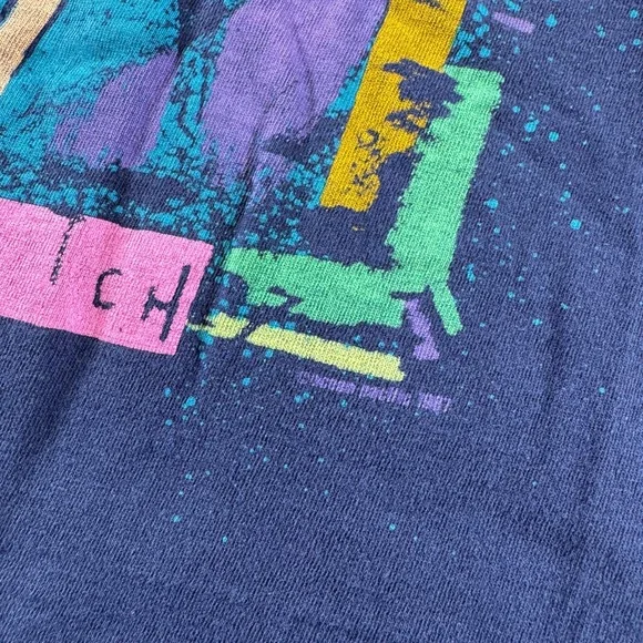 Vintage Ocean Pacific Double‎ Sided Single Stitch Surf Shirt Blue Navy Medium OP - Picture 7 of 8